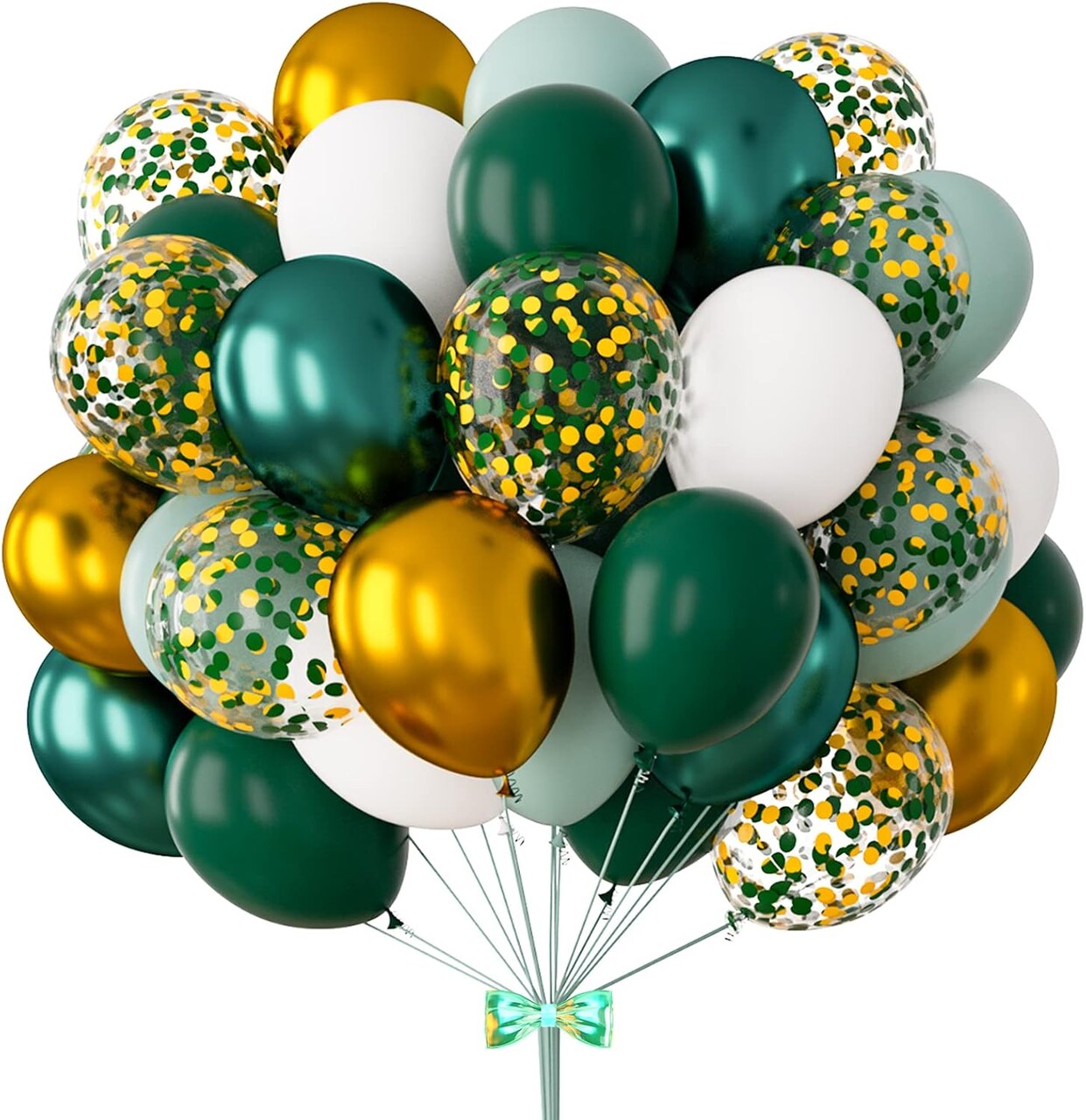 Green and Gold Balloons 83Pcs 12in Dark Green Gold White Confetti Balloons for Graduation Safari Jungle Birthday Emerald Green and Gold Party Decorations